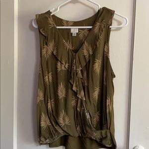 A new day sleeveless blouse. Size M. Army green